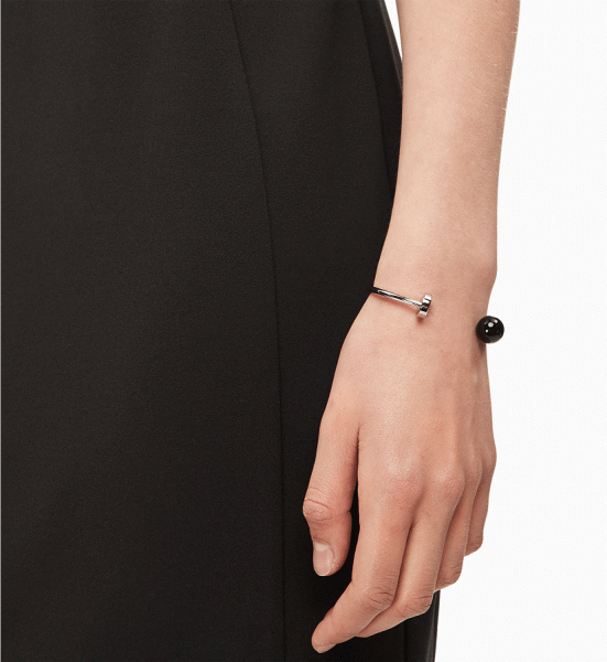 Calvin Klein Bubbly Open Bangle Silver Black  XS