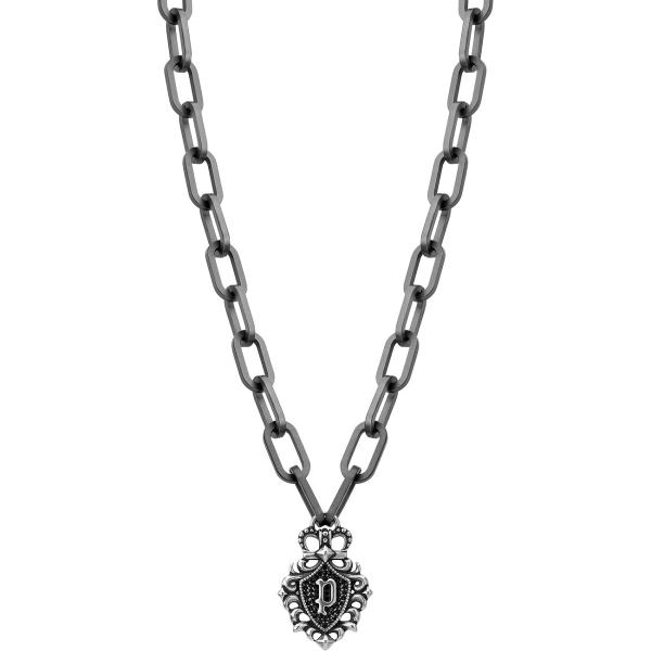 Police Crest Halskette Grau